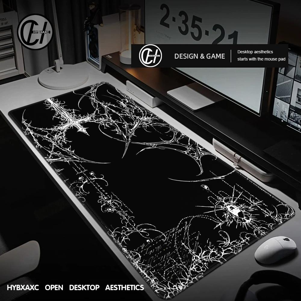 Desk Setup White - ブラックホワイトサイバーシジリズムデスクマットゴシックムカデ美学オフィスラバーマウスパッドXL PCデスクアクセサリーゲーミングキーボードマット