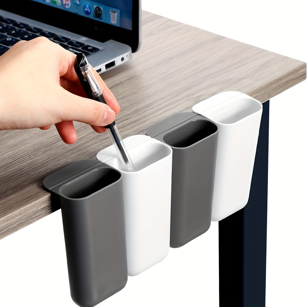 Desk Setup Organizer - デスクペンホルダー、クリップオン鉛筆収納容器、粘着事務用品アクセサリー、PPプラスチックデスクオーガナイザーセット