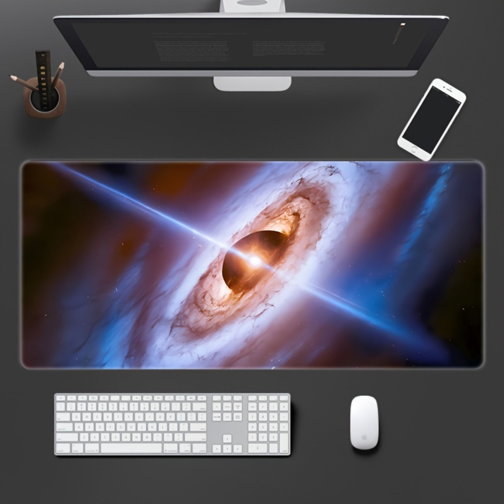 Desk Setup Simple - 惑星パターンデザイン、滑り止めゴムベース、洗える長方形オフィスデスクパッド、装飾セットアップ、ゲーマー向けゲーミングマット
