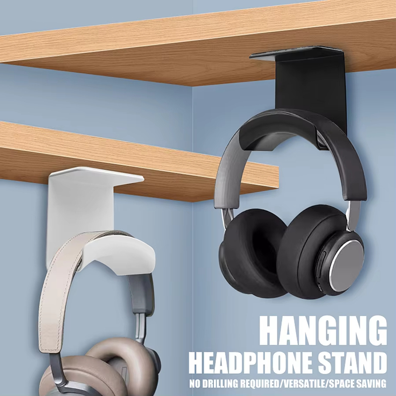 Headphone Hook Under - ユニバーサルヘッドフォンスタンド粘着プラスチック壁掛けハンガーデスク下ヘッドセットラックホルダーゲーム用イヤホンブラケットサポート