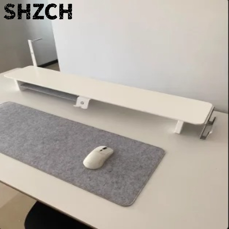 Desk Setup Organizer - ‌ ZORKMOU Z3 モジュラーモニタースタンドライザー - 人間工学に基づいた白いデスクシェルフ、収納機能付き、PC画面セットアップ用の高さのあるデスクトップオーガナイザー