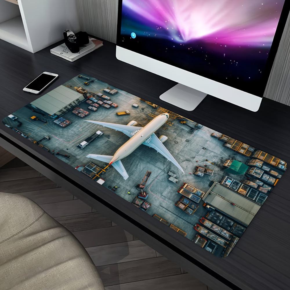 Desk View Setup - 飛行機の空撮ビューをモチーフにした拡張ゲーミングマウスパッド、滑り止めゴムベース、大型デスクマット、キーボード・マウスパッド、ノートパソコン・PCゲーミングセットアップ用