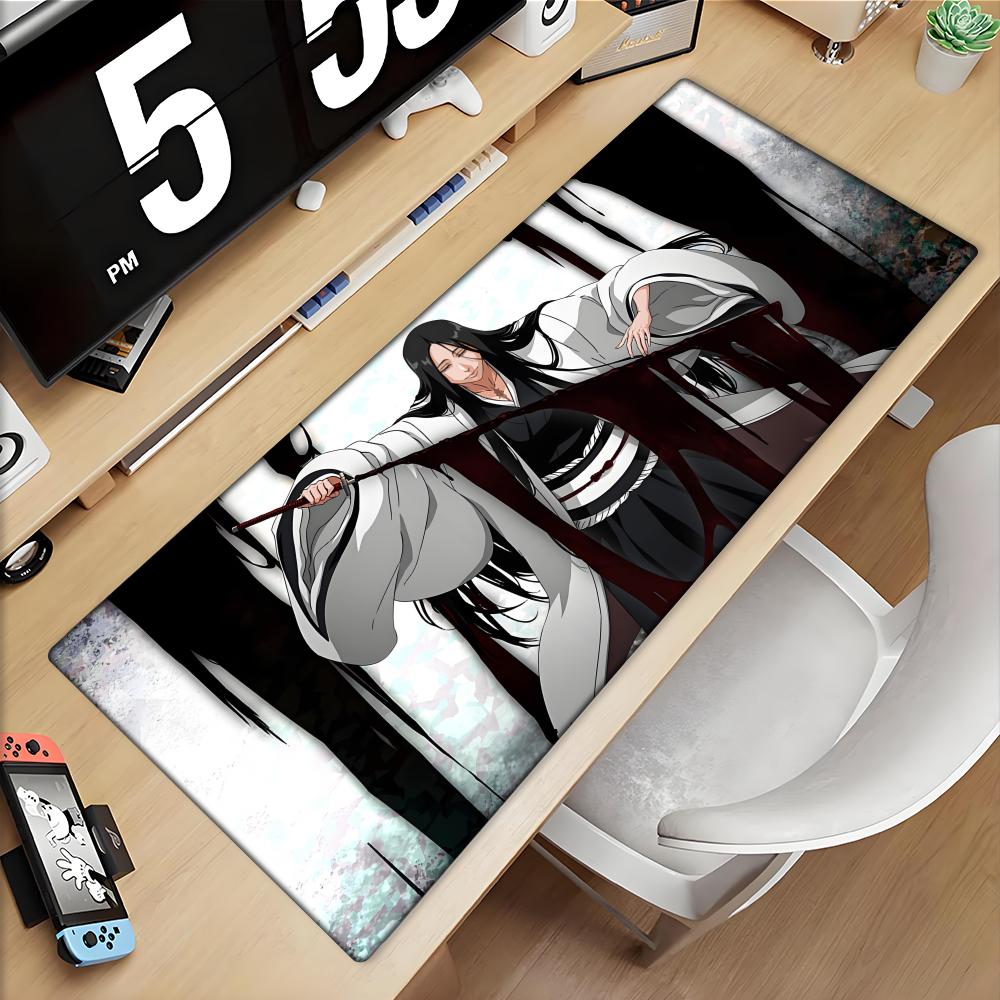 Desk Setup White - 大型マウスパッド黒、白アニメブリーチマウスマットゲームアクセサリーオフィスゲーマーキーボードデスクマット紅葉烈マウスパッド