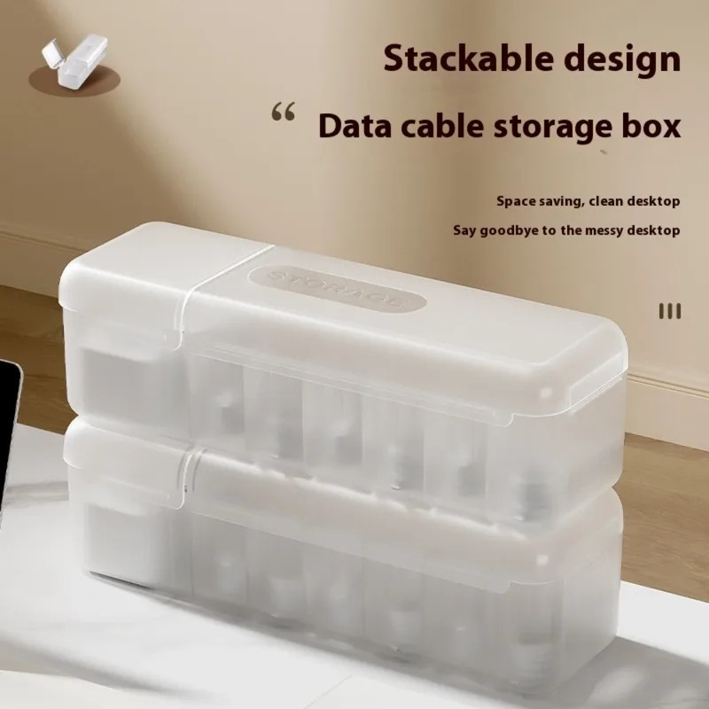 Desk Setup Organizer - 新しいケーブル収納ボックスオーガナイザー充電器コード収納ボックスデータイヤホン大容量厚みのあるコンパートメント収納ボックス蓋付き
