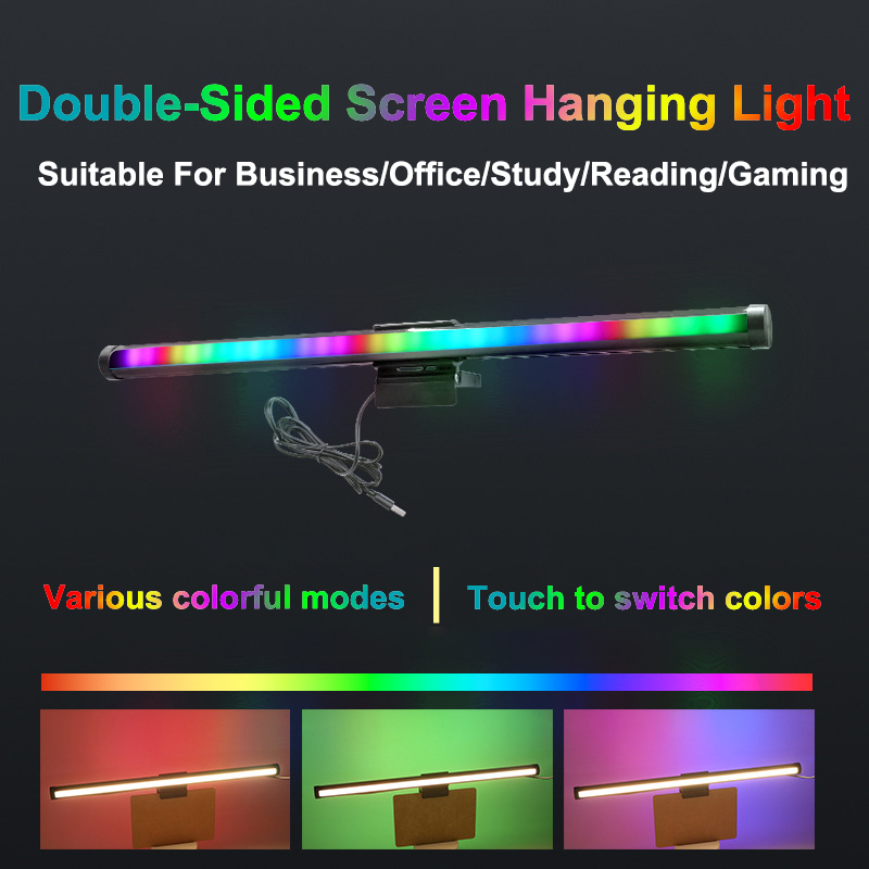 Desk Setup Gaming And Work - 仕事とゲームのセットアップ用ハンギングLEDモニターライト – 無段階調光、目に優しいデスクランプ