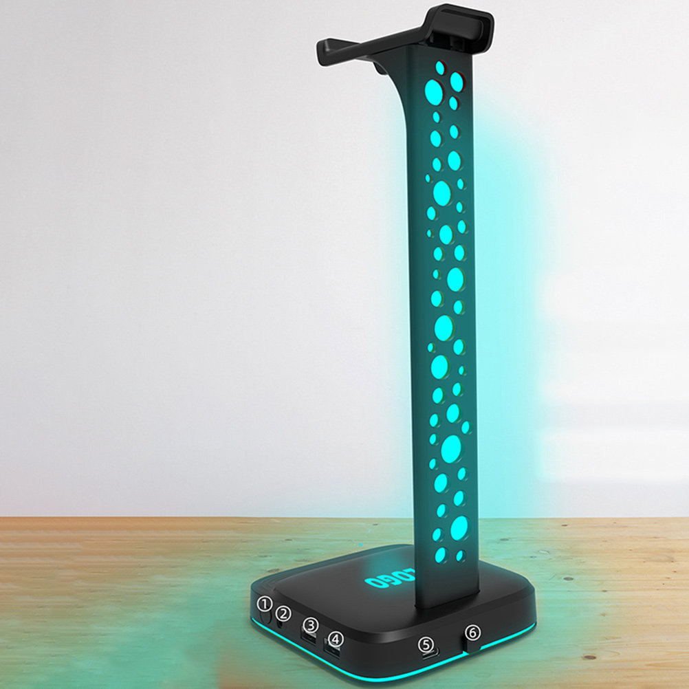 Desk Setup Headphone Stand - イヤホンスタンド ヘッドセットスタンド RGB オーバーイヤーヘッドセットブラケット 安定したベース USB充電