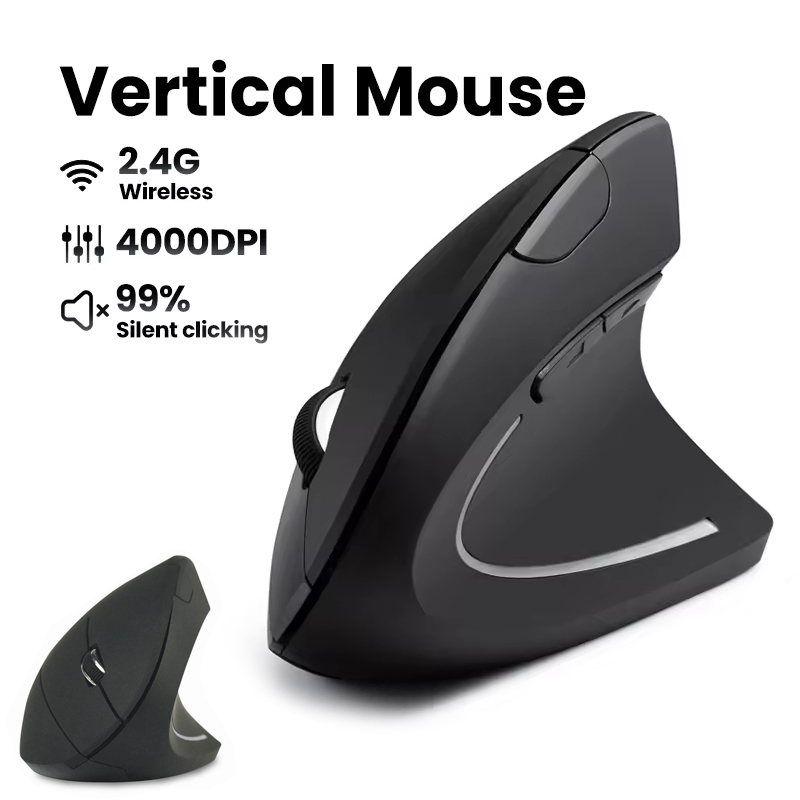 Desk Setup Gaming And Work - 人間工学に基づいたワイヤレスマウス 1600 DPI RGB バックライト付きサイレントボタンで手首の負担を軽減 仕事、ゲーム、学習デスクセットアップ、デスクトップセットアップに最適