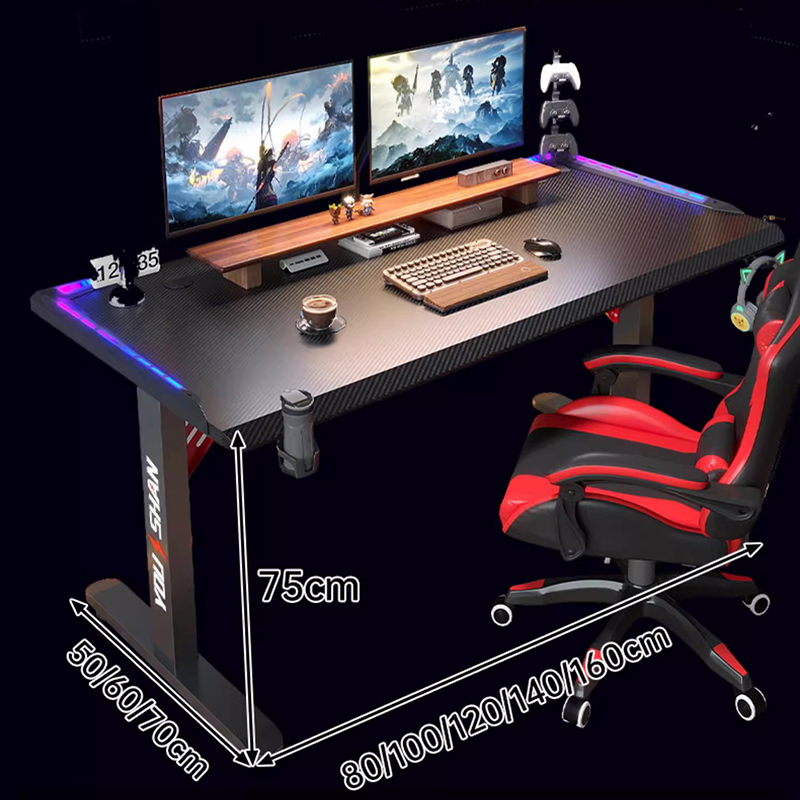 Desk Setup Oak - 昇降式トップテーブル、コンピューター用高さ調整可能テーブル、オフィスデスク、ゲームPC家具、寝室用マシンセットアップ