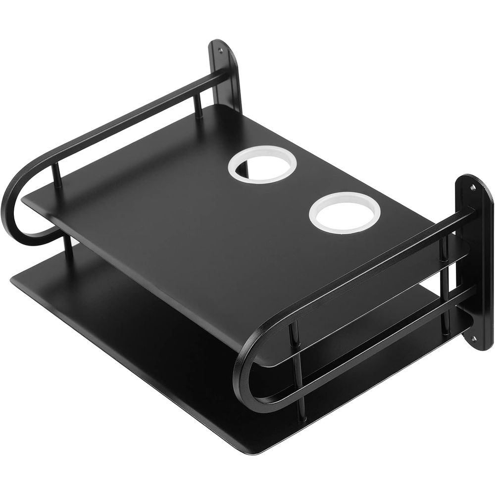 Cable Box Organizer - ブラックメタルダブルワイヤールーター収納ボックス/テレビセットボックスシェル壁掛けプラグボードブラケットケーブル収納オーガナイザー（小）