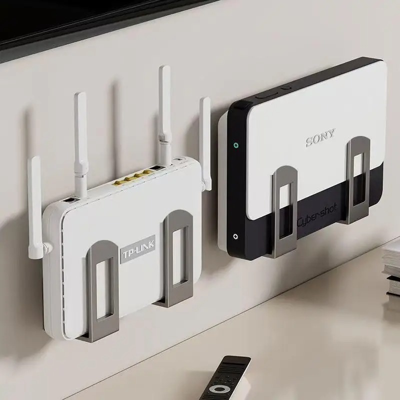 Cable Box Organizer - 壁掛け式ルーター・セットトップボックスオーガナイザー、調整可能なブラケット付き、WiFi機器収納用多目的ケーブル管理棚