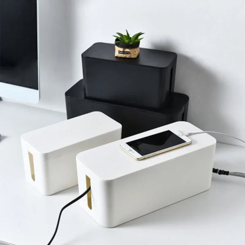 Cable Box Organizer - ケーブル収納ボックス デスクトップ電源タップ収納ボックス 防塵ソケット収納ボックス ホームワイヤーケース ワイヤー管理ケーブルオーガナイザー