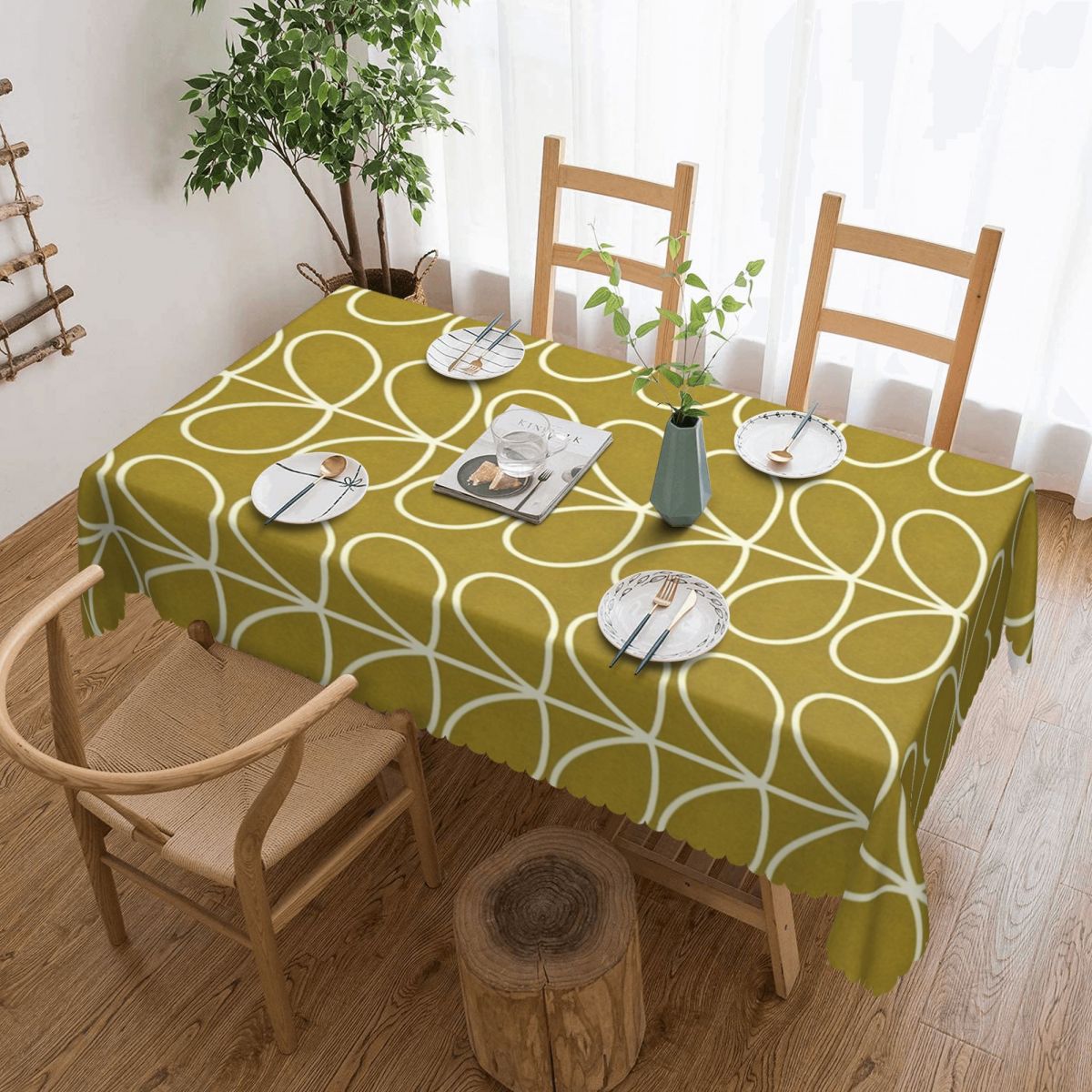 Desk Setup Wallpaper - Orla kiely-長方形のテーブルクロス,長方形のカバー,防水,テーブルクロス,スカンジナビアの花のテーブルカバー