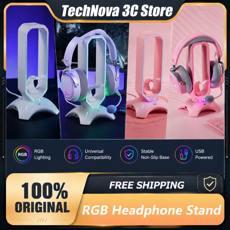 Desk Setup Headphone Stand - Waizowl RGB ヘッドフォンスタンド ゲーミングヘッドセットホルダー USB ハブ付き