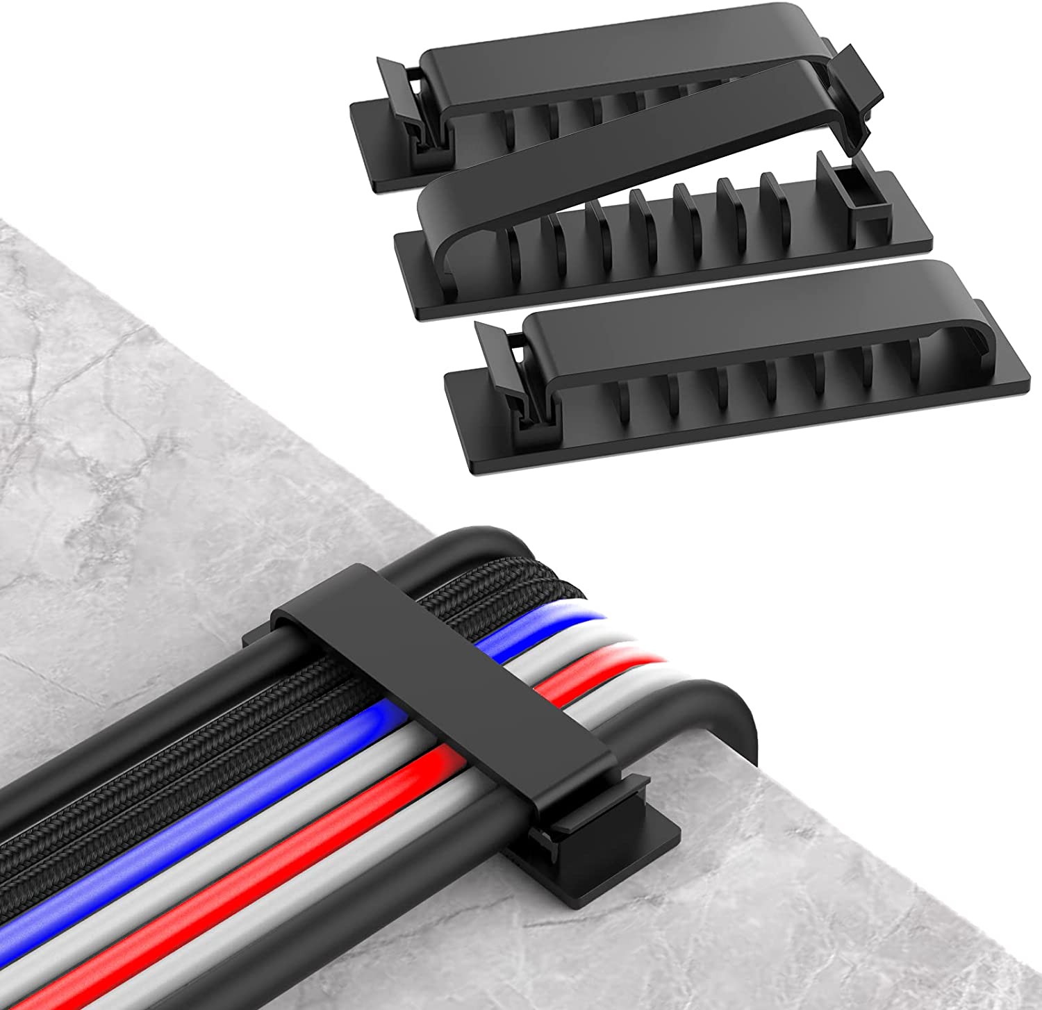 Cable Box Organizer - ケーブルオーガナイザー コード管理 ワイヤーホルダー 柔軟なUSBケーブルワインダー 整理整頓用シリコンクリップ マウス