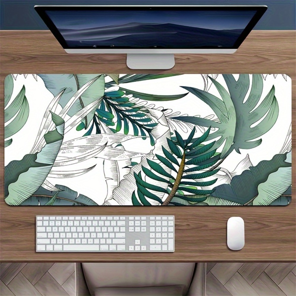 熱帯植物柄、滑り止め底面、オフィスデスクパッド、コンピュータ - Desk Setup Simple のレビューと価格
