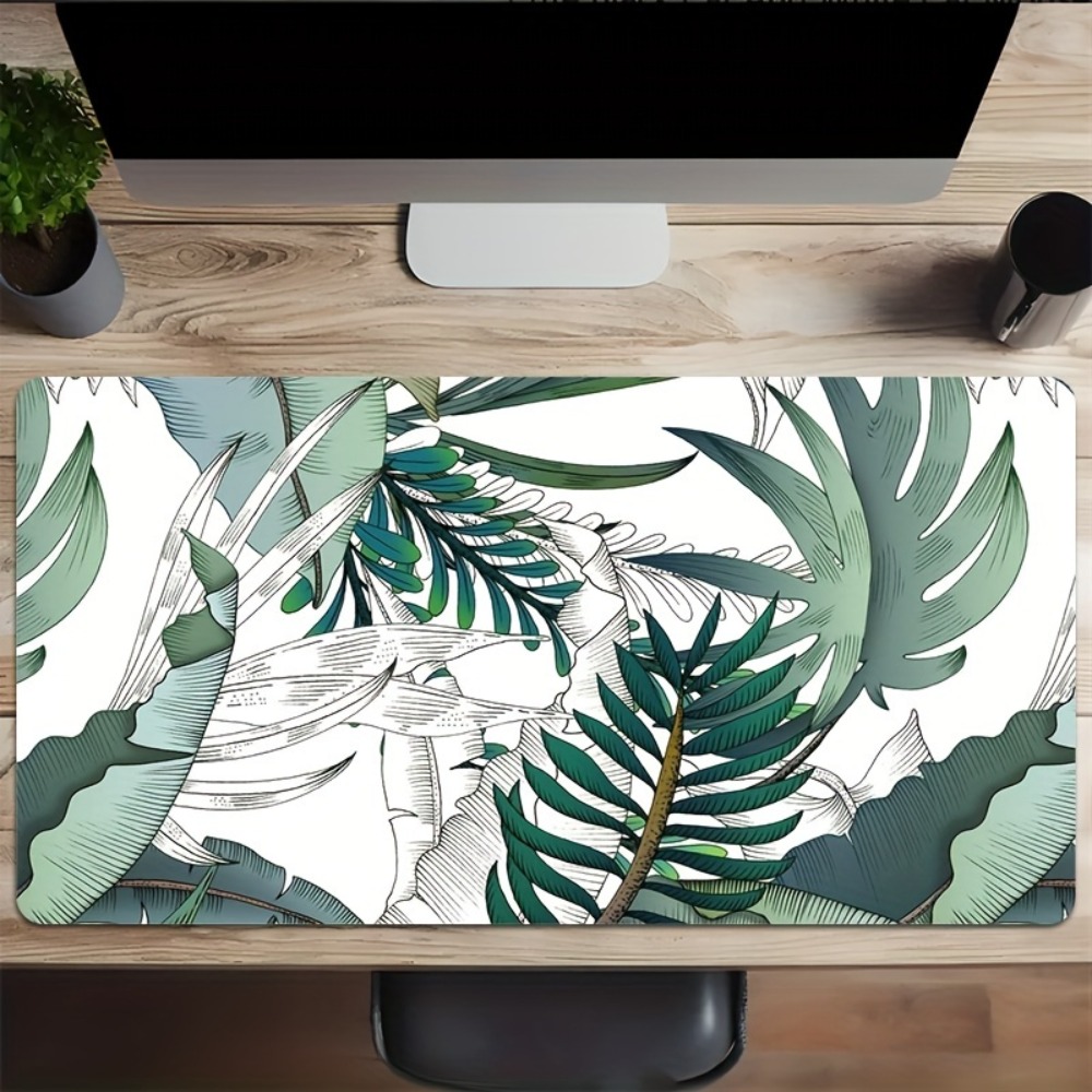 熱帯植物柄、滑り止め底面、オフィスデスクパッド、コンピュータ - Desk Setup Simple のレビューと価格