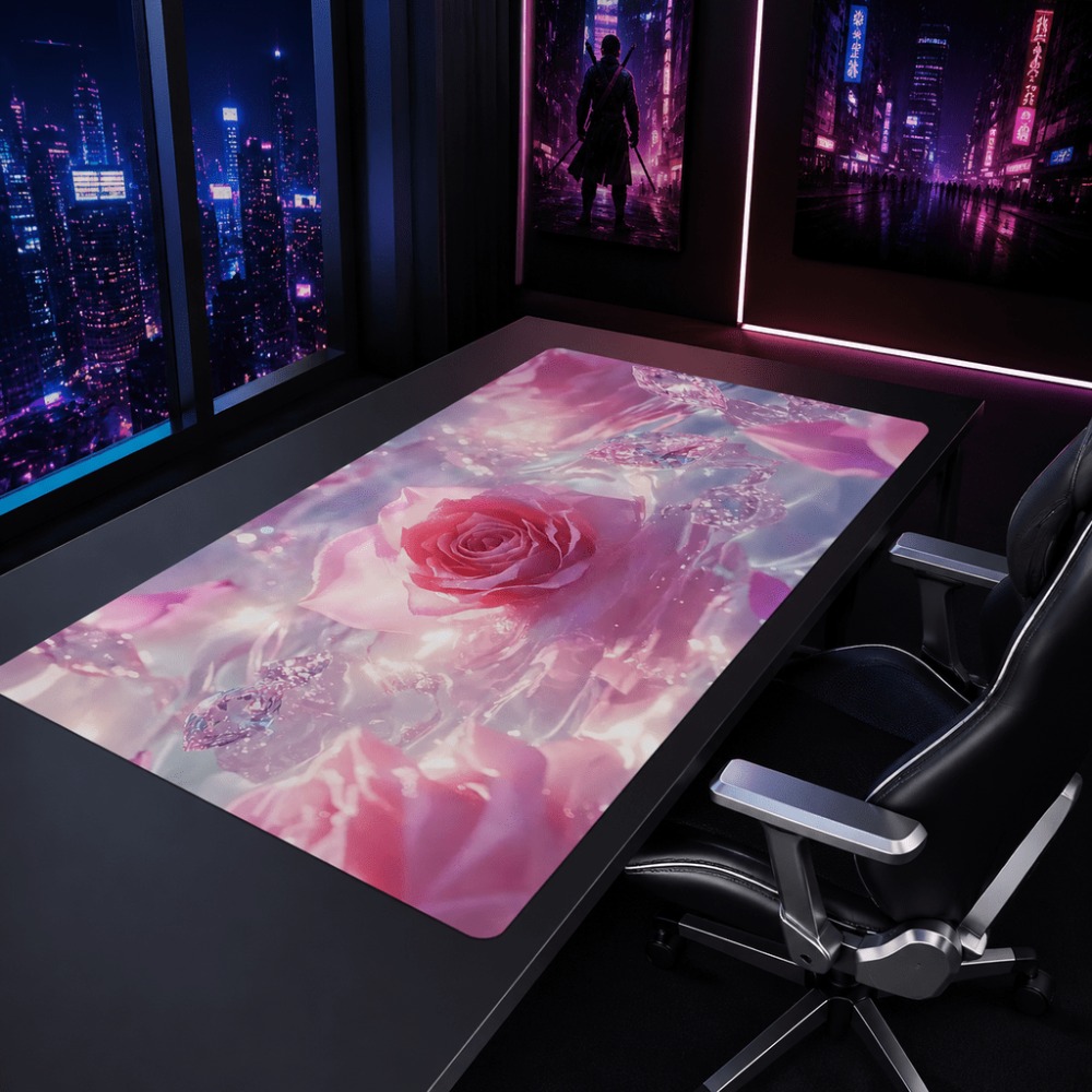 オリジナルのピンクのバラの透かし模様。 ゲーマーやオフィスユ - Desk Setup Simple のレビューと価格