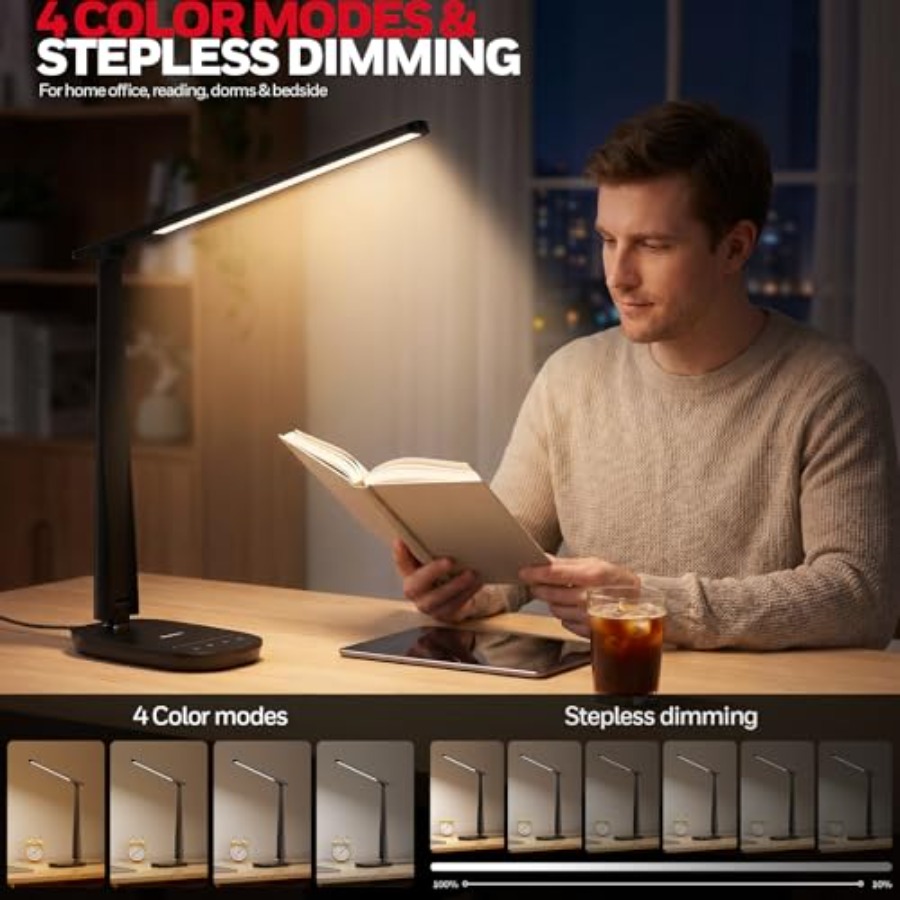 ホームオフィス用LEDデスクランプ、目に優しい調光可能な読書 - Led Desk Light Usb のレビューと価格