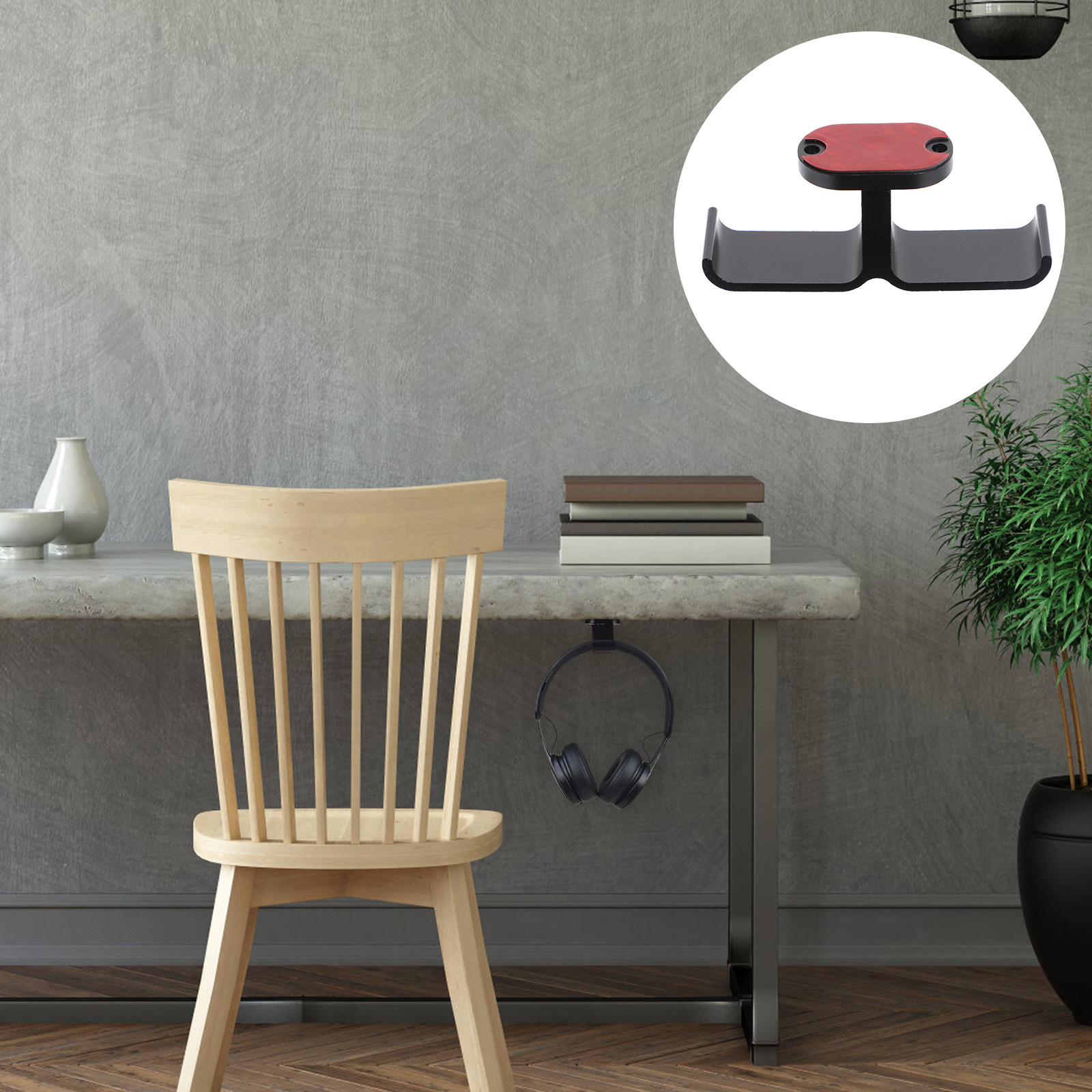デスク下用ダブルフックヘッドセットスタンド 高耐久性ゴム製ヘ - Desk Setup Headphone Stand のレビューと価格