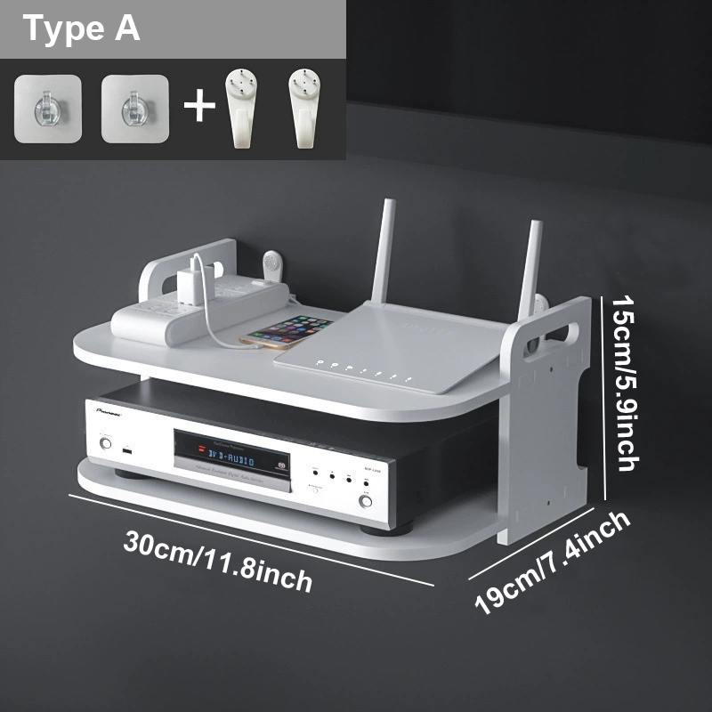 壁掛け式ルーターケーブルオーガナイザーシェルフ、通気性のある - Desk Setup Organizer のレビューと価格