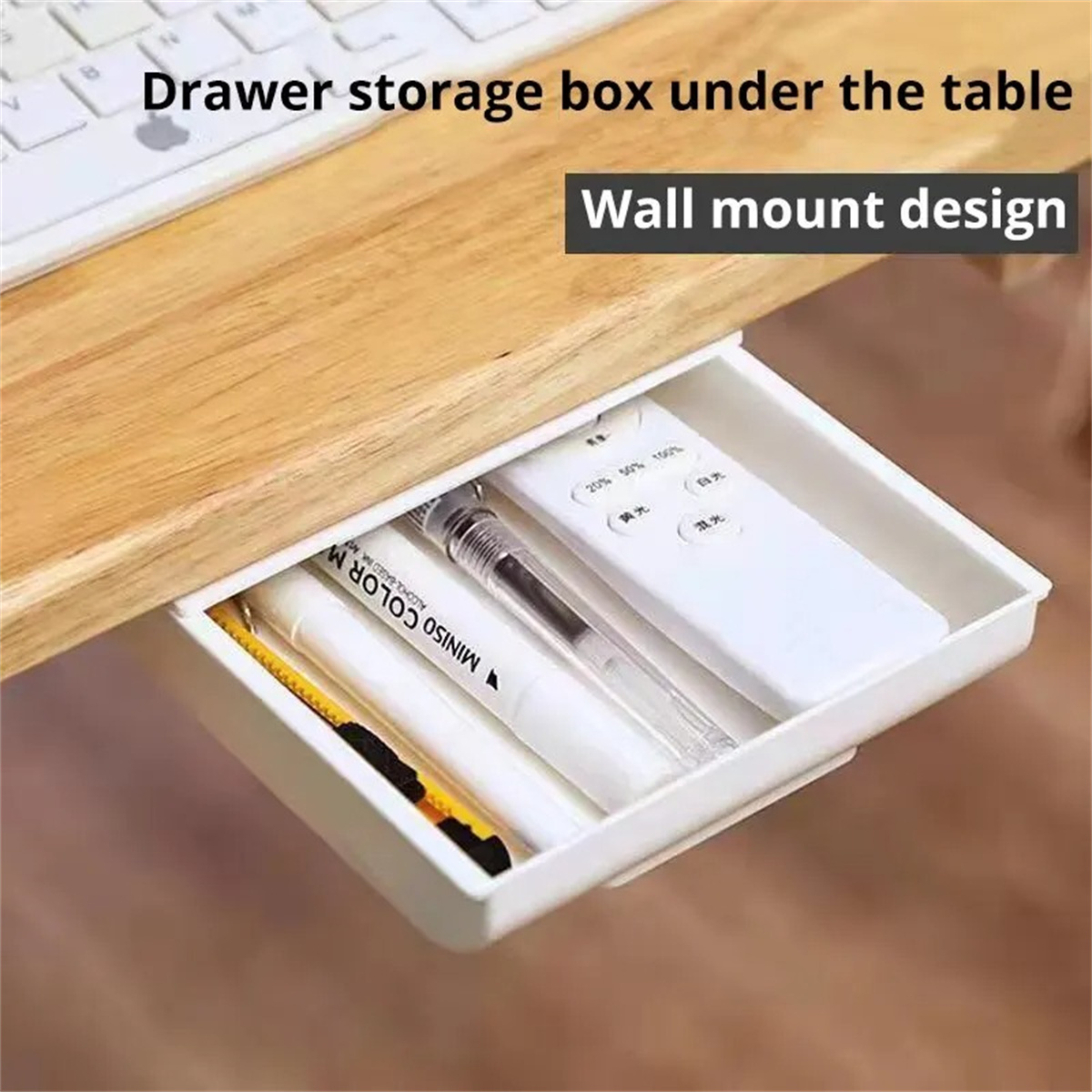 1pc ホワイト自己粘着収納引き出しボックスメイクアップ鉛筆 - Desk Setup White のレビューと価格