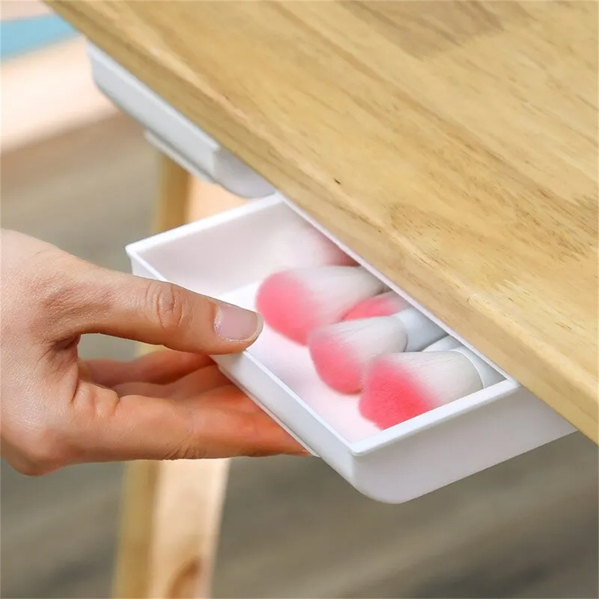 1pc ホワイト自己粘着収納引き出しボックスメイクアップ鉛筆 - Desk Setup White のレビューと価格