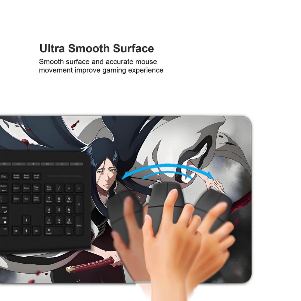大型マウスパッド黒、白アニメブリーチマウスマットゲームアクセ - Desk Setup White のレビューと価格
