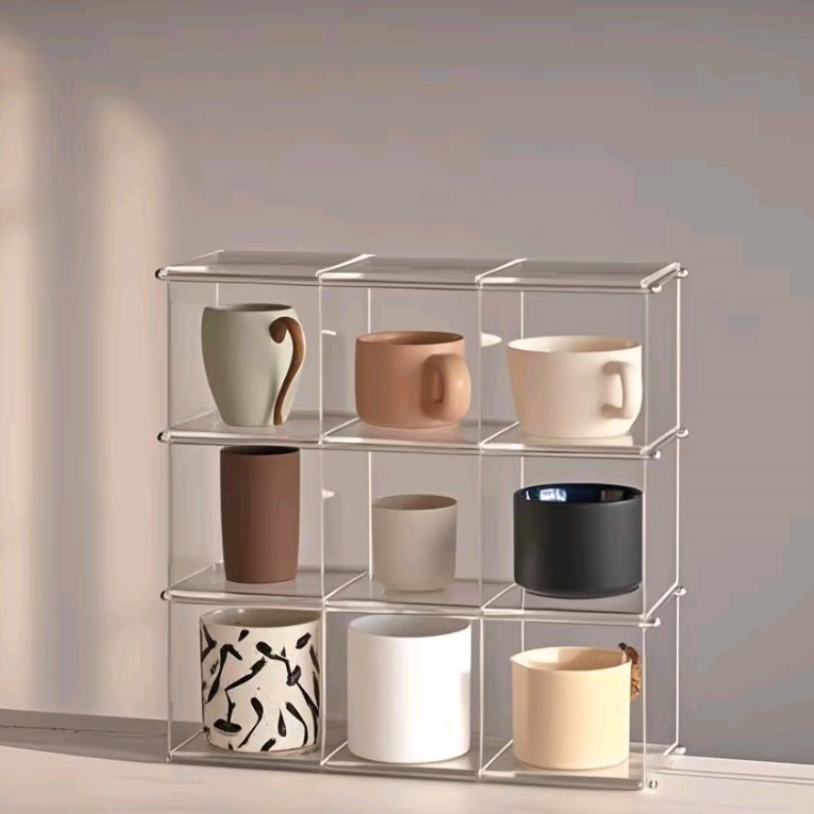 アクリルディスプレイ棚カップ収納ラックデスクトップティーセッ - Desk Setup Organizer のレビューと価格