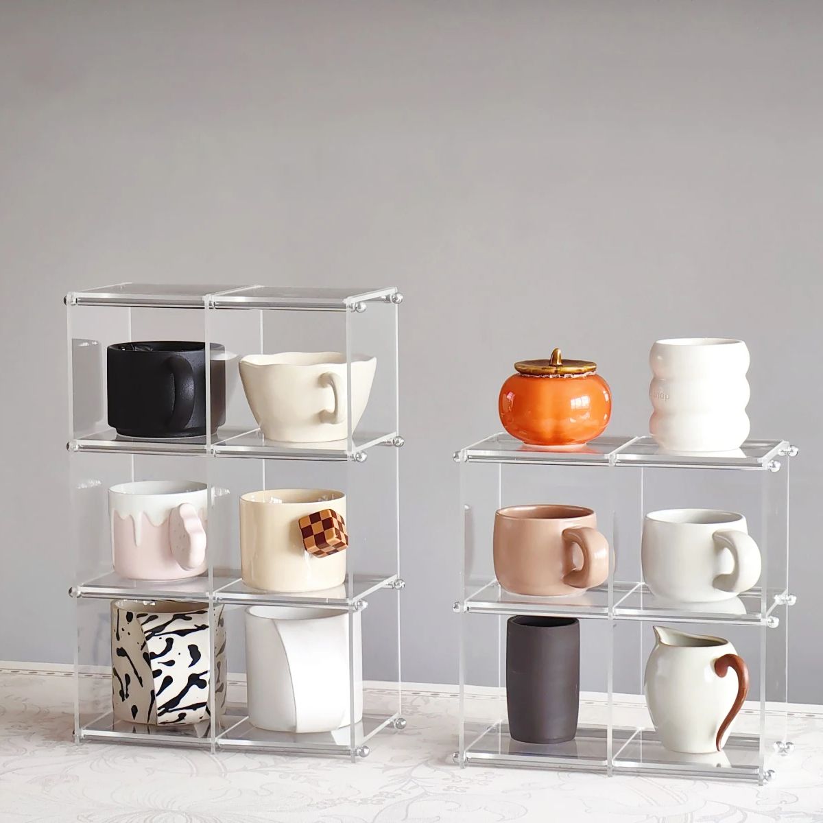 アクリルディスプレイ棚カップ収納ラックデスクトップティーセッ - Desk Setup Organizer のレビューと価格