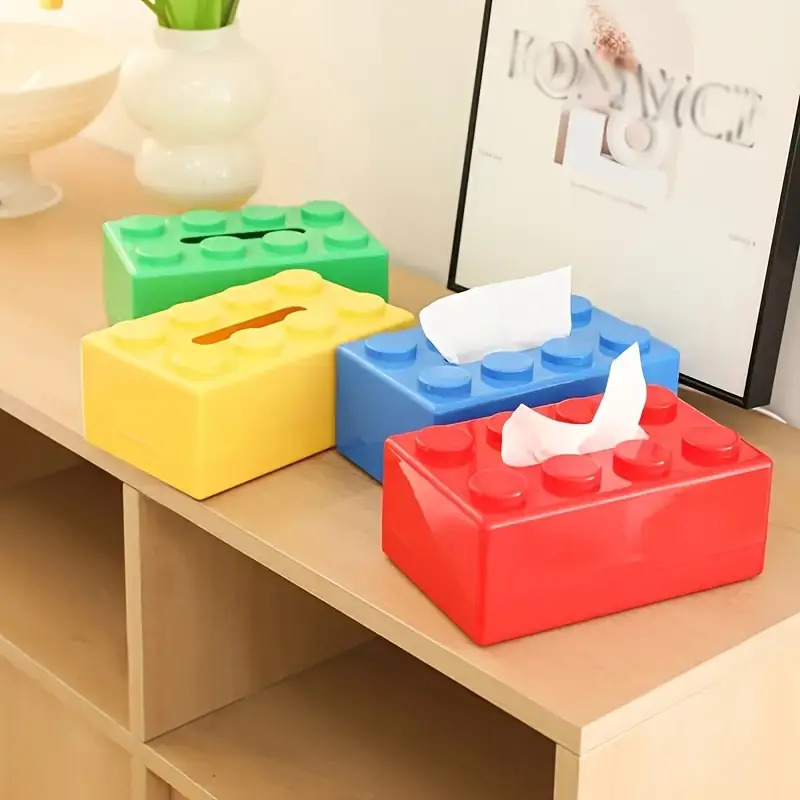 積み木型ティッシュボックス多機能プラスチック収納ボックス家庭 - Desk Setup Developer のレビューと価格