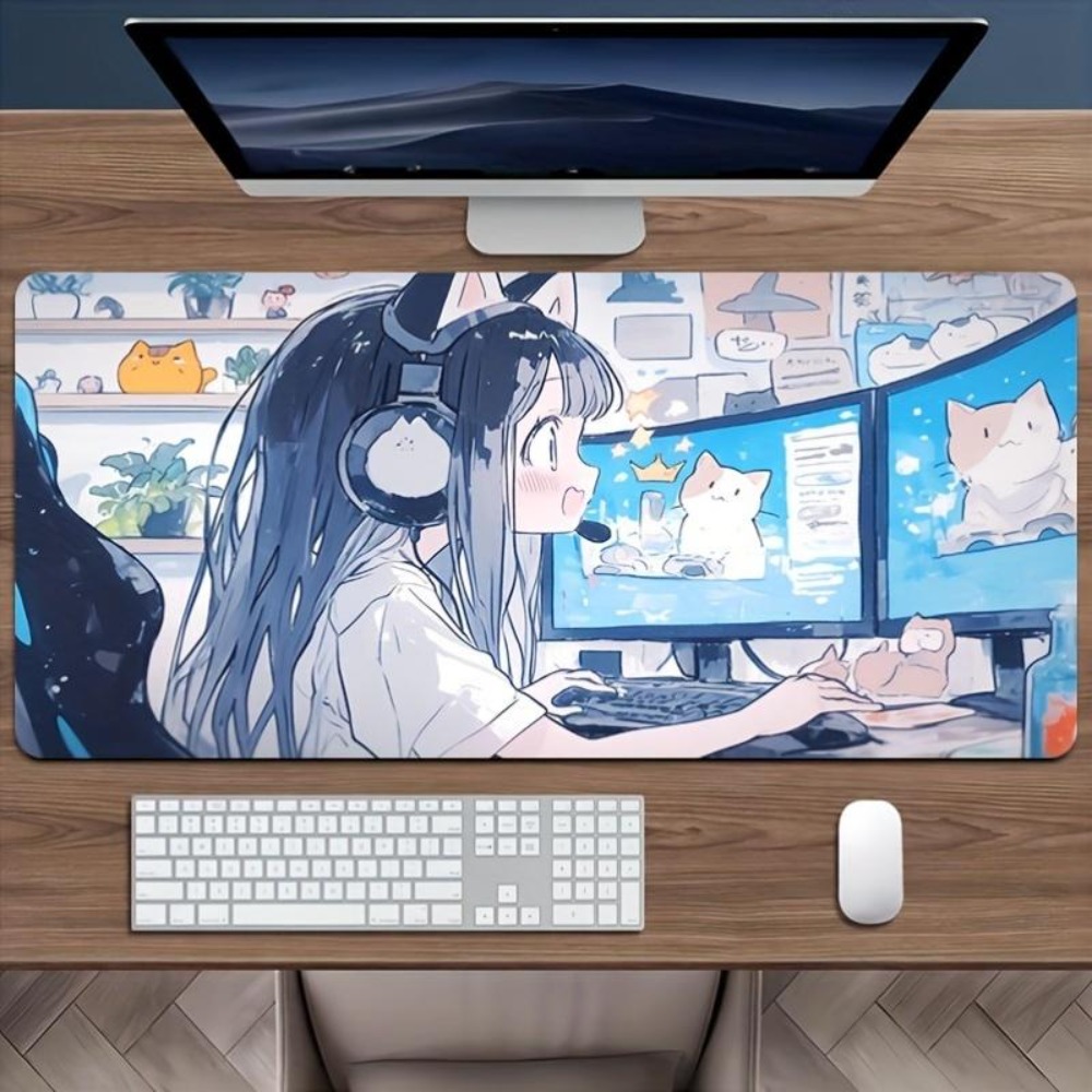 漫画風eスポーツガールゲームマウスパッド - 厚手滑り止め水 - Desk Setup Simple のレビューと価格