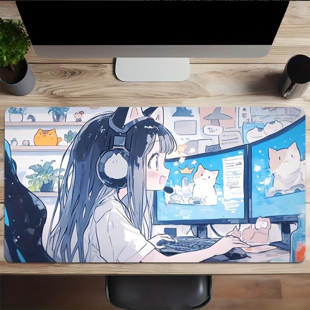 漫画風eスポーツガールゲームマウスパッド - 厚手滑り止め水 - Desk Setup Simple のレビューと価格
