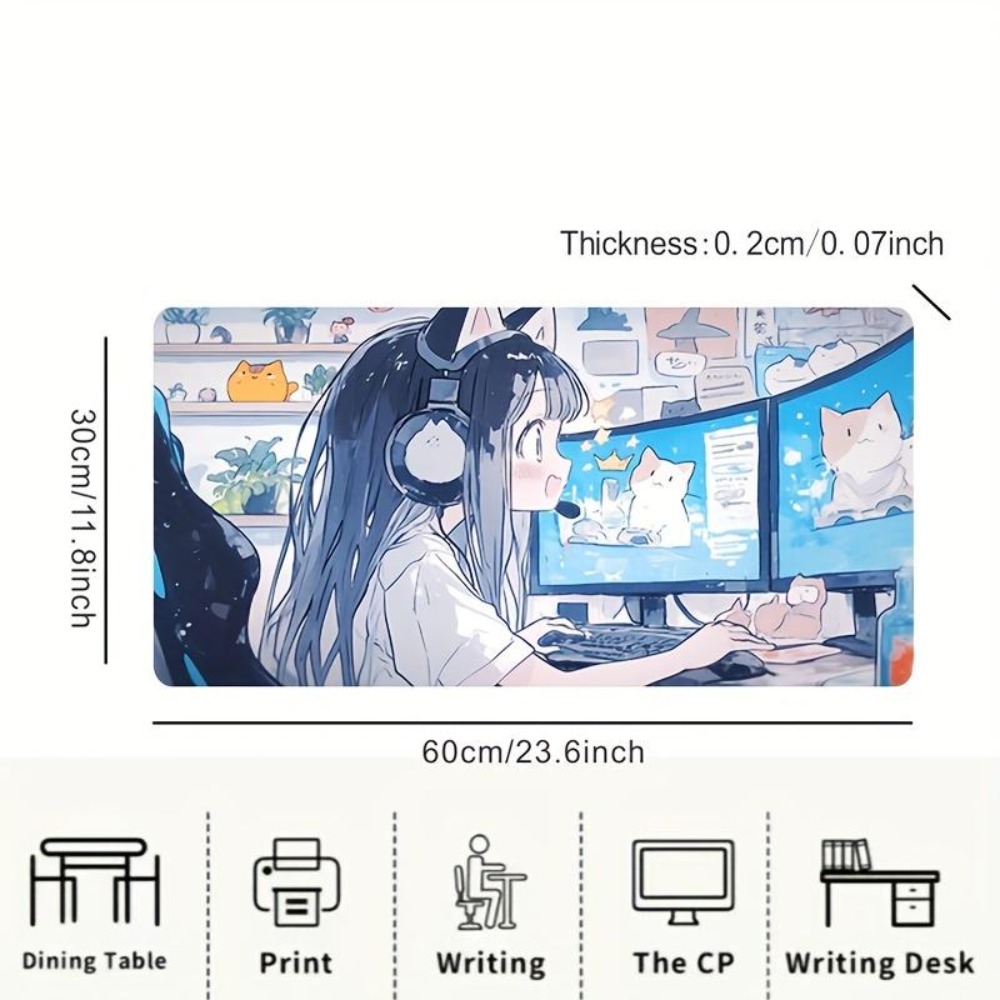 漫画風eスポーツガールゲームマウスパッド - 厚手滑り止め水 - Desk Setup Simple のレビューと価格
