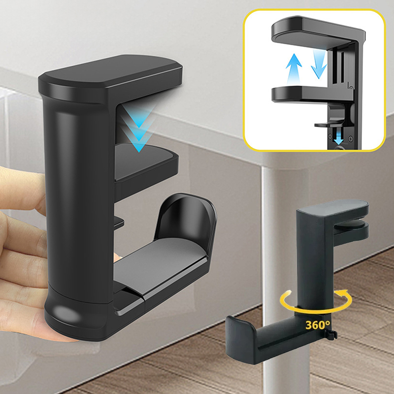 ノックなしテーブルクリップフックイヤホンホルダー360度回転 - Headphone Hook Under のレビューと価格