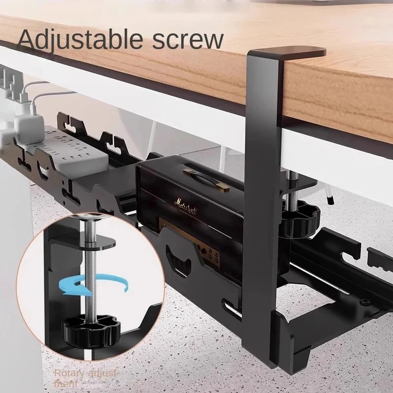 テーブル下伸縮式収納ラック金属ケーブル管理トレイ穴あけ不要デ - Desk Setup Organizer のレビューと価格
