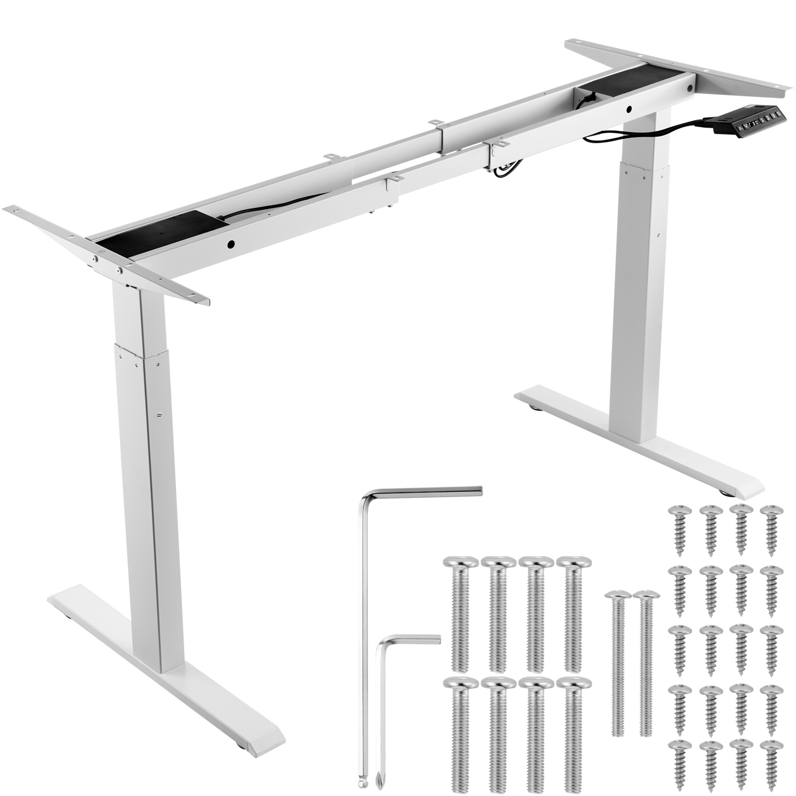SucceBuy スタンディングデスクフレーム電動スタンドア - Desk Setup White のレビューと価格
