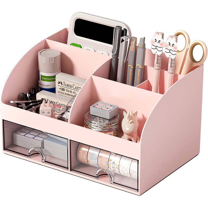 6コンパートメントデスクオーガナイザー、引き出し2個付き、プ - Desk Setup Organizer のレビューと価格