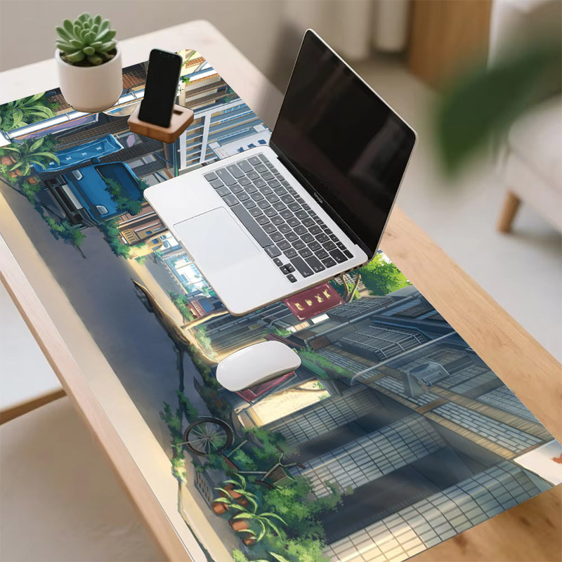 大型ゲーミングマウスパッド滑り止めストリートビューデスクマッ - Desk View Setup のレビューと価格