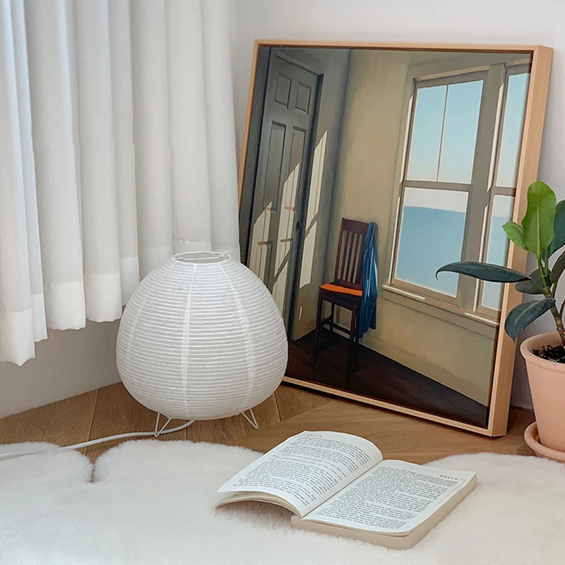 日本のライスペーパーランタン Led テーブルランプリビング - Desk Setup White のレビューと価格