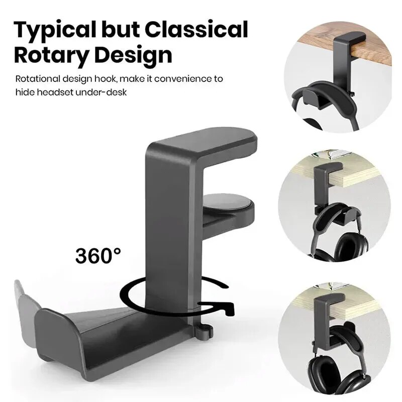 ユニバーサルゲーミングヘッドフォンスタンドヘッドセットフック - Headphone Hook Under のレビューと価格