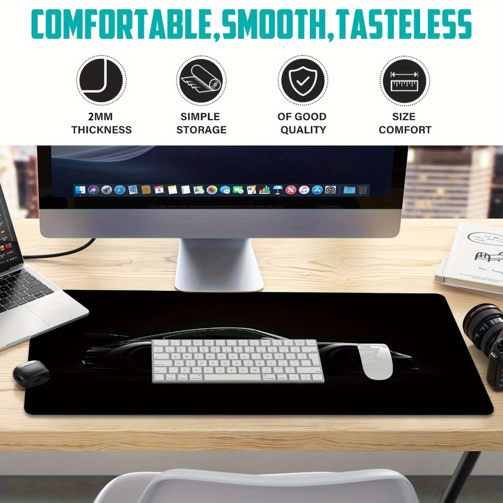 サンデッドブラックゲーミングマウスパッド - レーシングデザ - Desk Setup Simple のレビューと価格