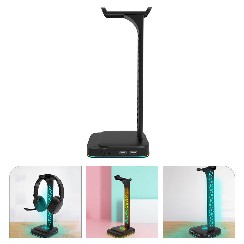 イヤホンスタンド ヘッドセットスタンド USB充電 RGB  - Desk Setup Headphone Stand のレビューと価格