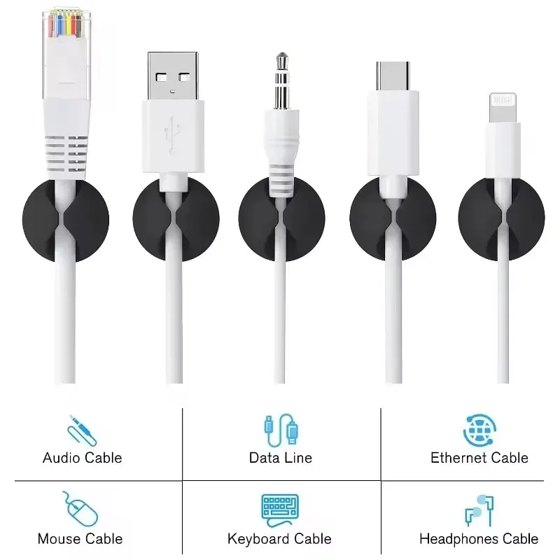 5/50個入り デスクトップ/壁用ケーブルクリップ ワイヤー - Headphone Hook Under のレビューと価格