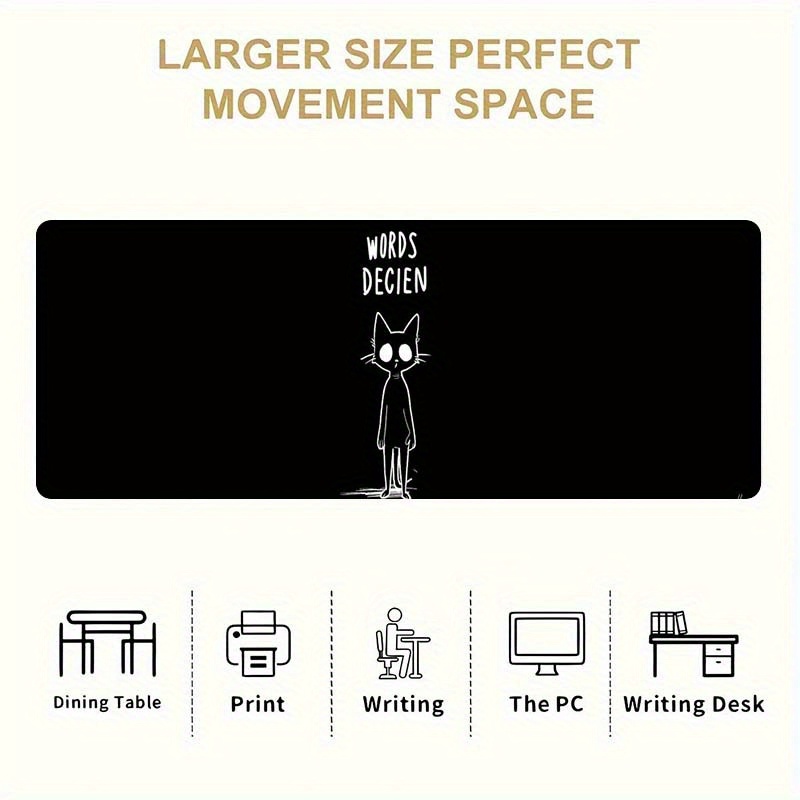 面白いスケッチ猫の言葉デシエンブラック拡張ゲーミングマウスパ - Desk Setup Gaming And Work のレビューと価格